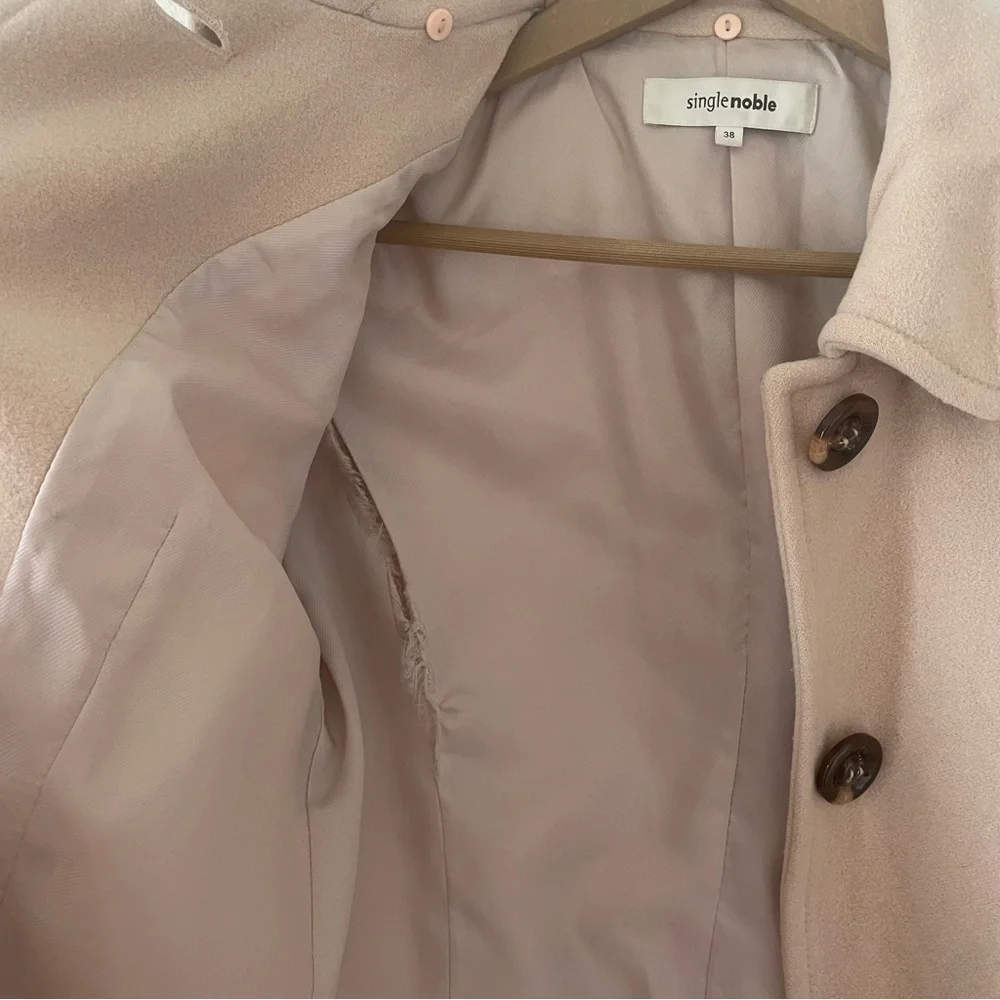 SingleNoble Tan Pea Coat (Wool and Cashmere blend) - Picture 6 of 8